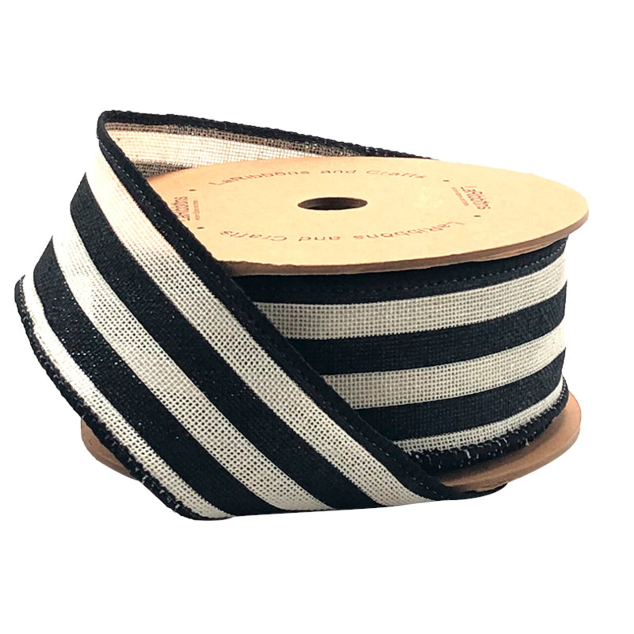 LaRibbons 1 1/2" Wired Ribbon | "Striped" Black/White | 10 Yard Roll